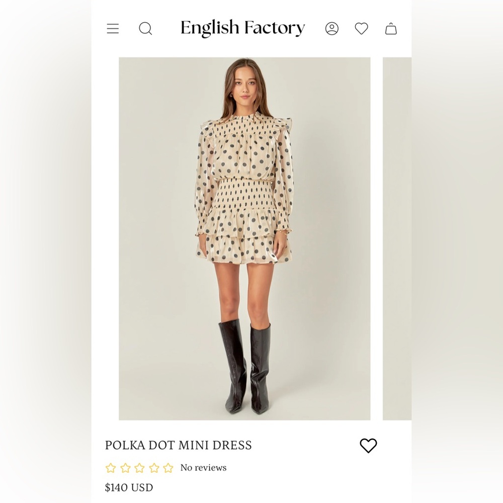 English Factory Cream and Black Polka Dot Mini Dress